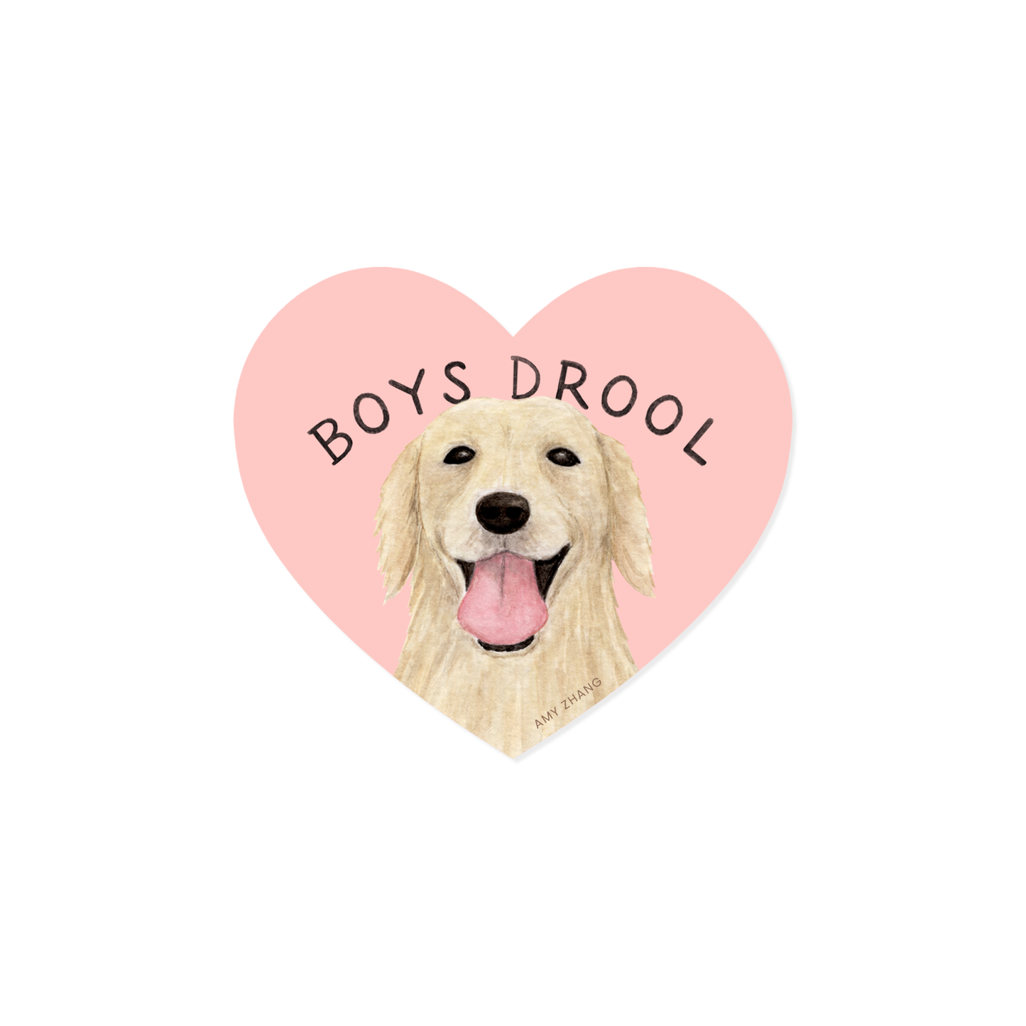 Boys Drool Golden Retriever — Funny Dog Lovers Heart Sticker
