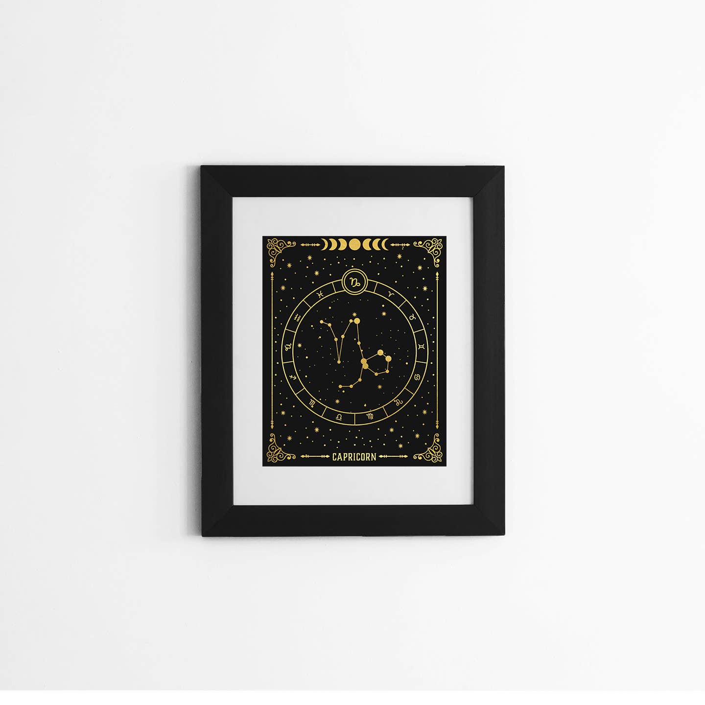 Capricorn Zodiac Gold Foil Print