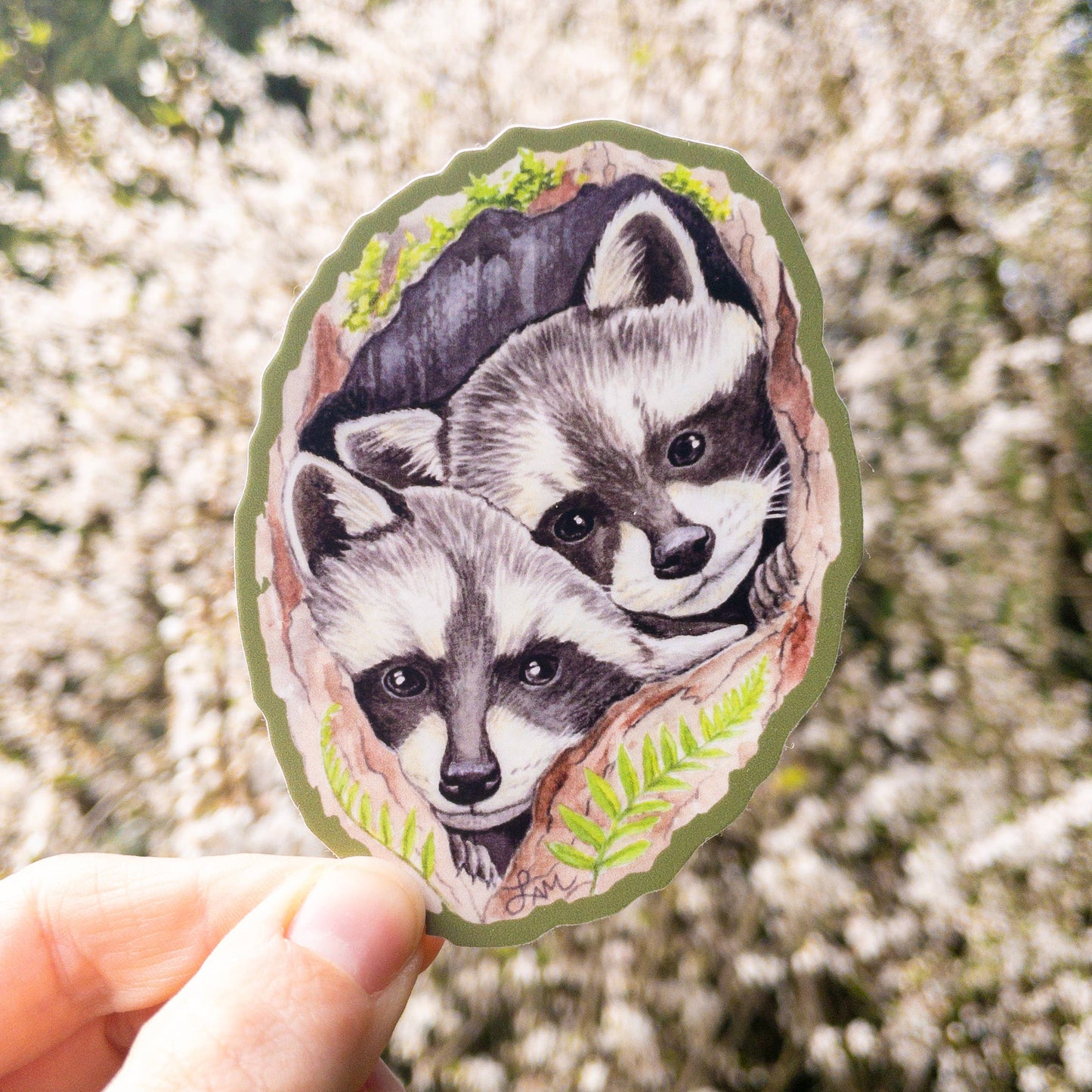 Baby Raccoons 3.5" Medium Vinyl Sticker dishwasher safe