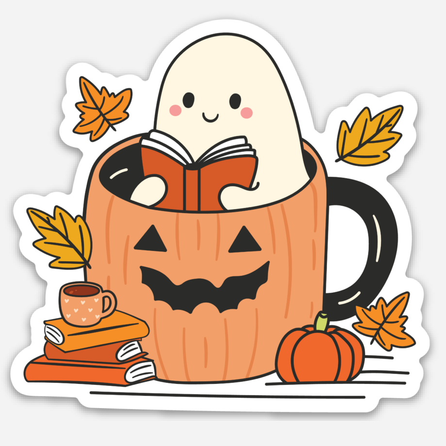 Halloween Reading Ghost Sticker