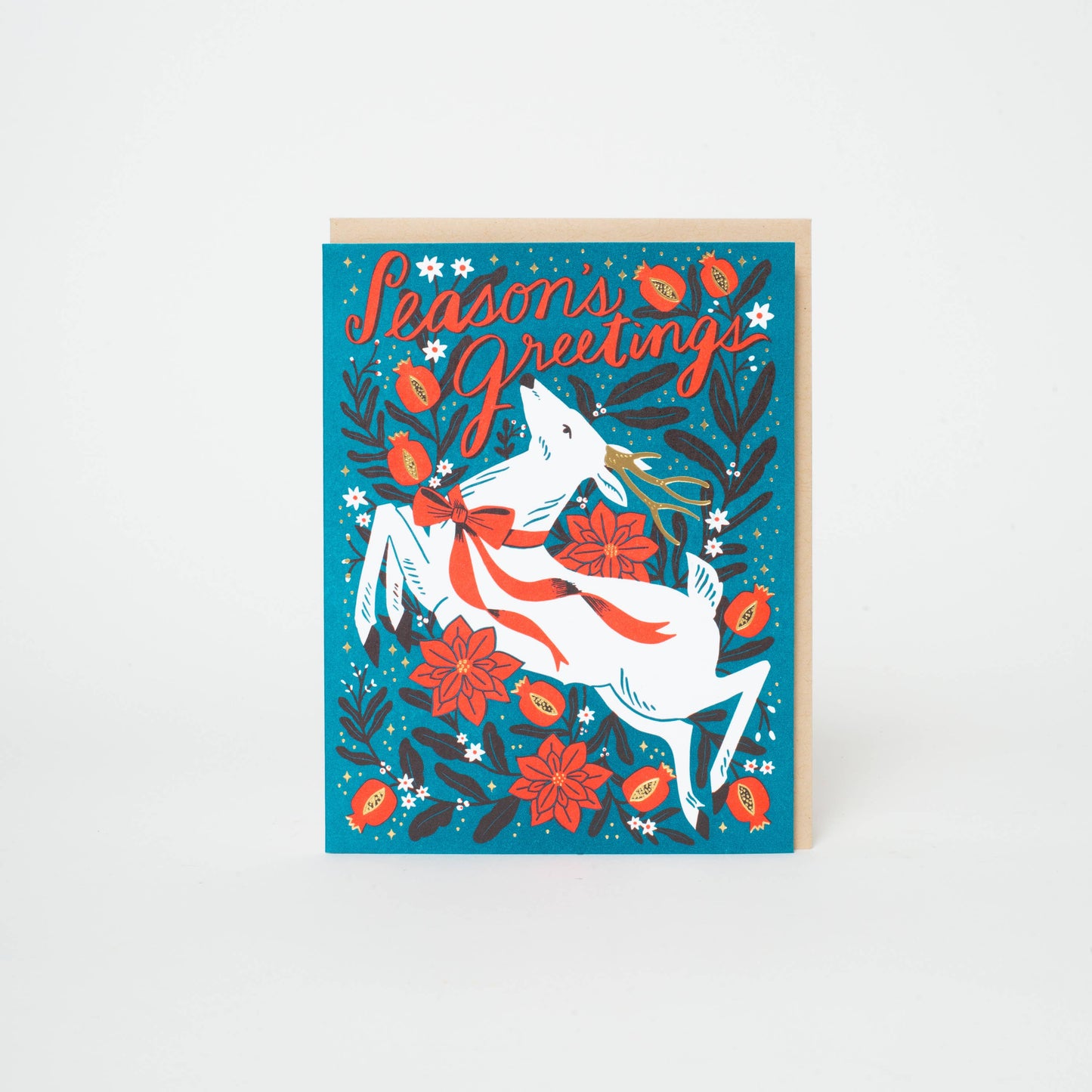 Season's Greetings Deer Letterpress Card by Hello! Lucky