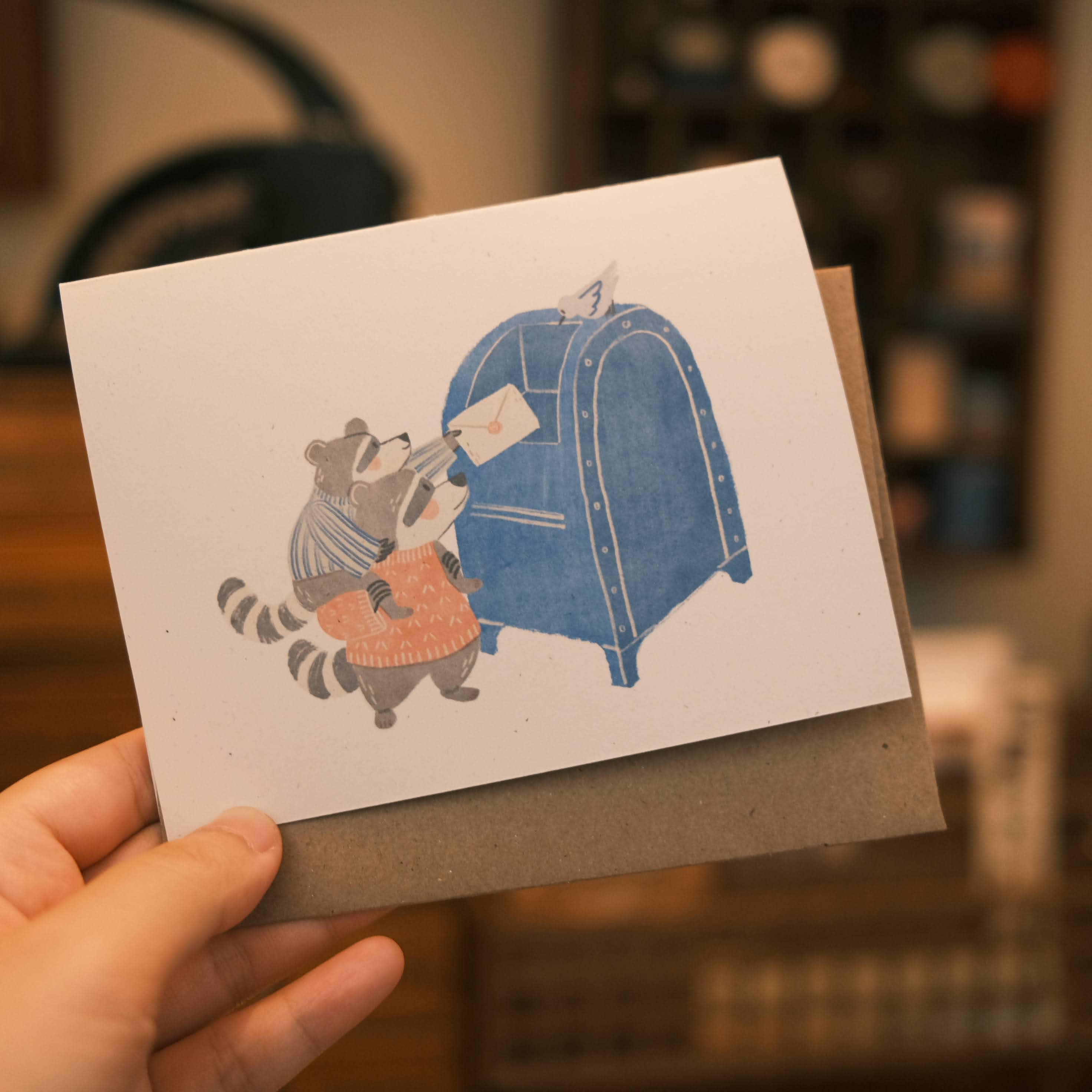 Raccoon Snail Mail Greeting Card – Woolly Bear Books and Gifts