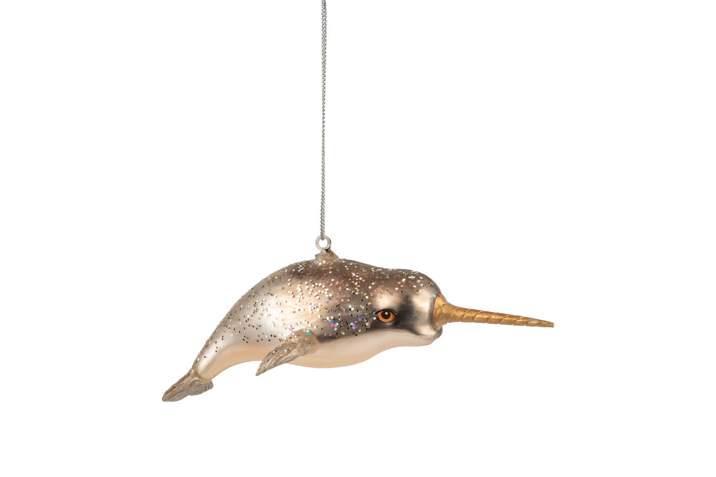 A45358-Glass narwhal orn, 6 in