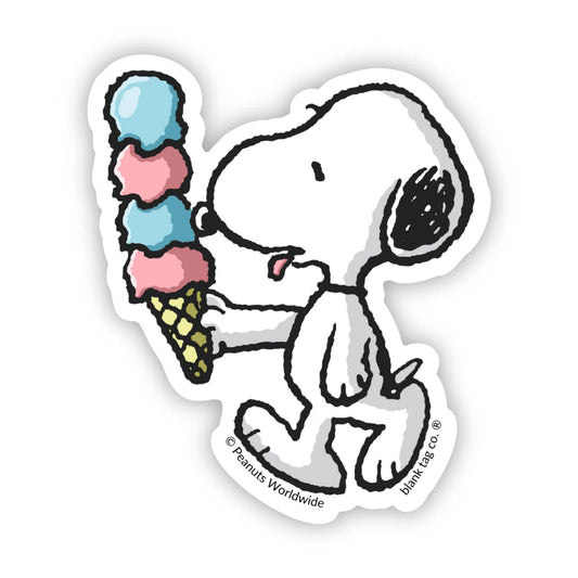 Peanuts® Waterproof Sticker - Snoopy Eating Ice Cream