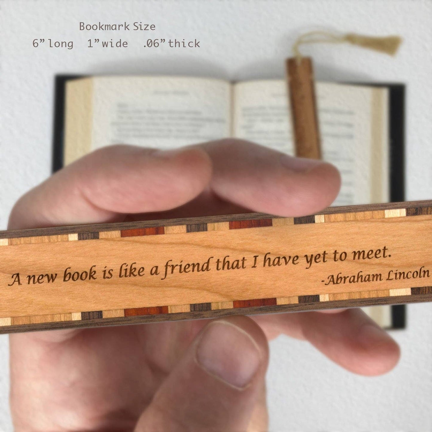 Abraham Lincoln Quote Handmade Engraved Wooden Bookmark