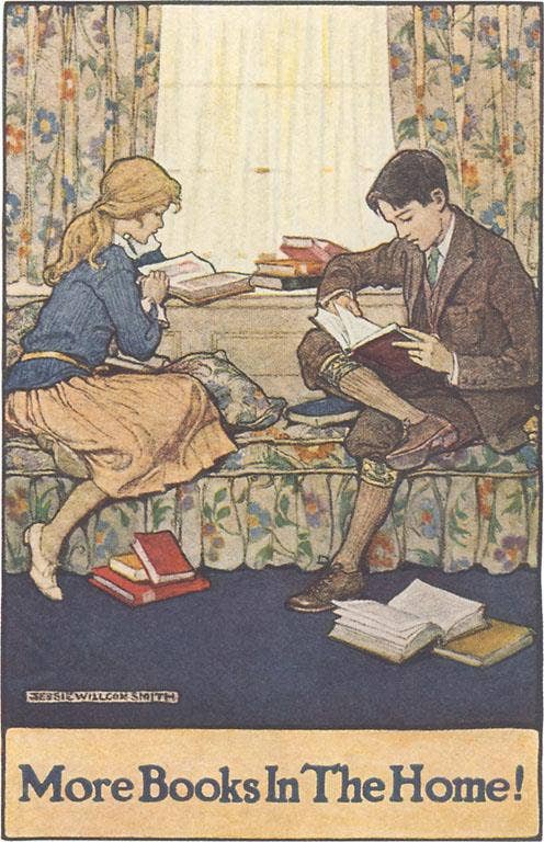 Postcard LT-456 More Books in the Home