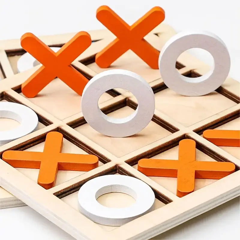 Wooden Tic-Tac-Toe Game - 10-Pcs Set | Kids' Educational Toy