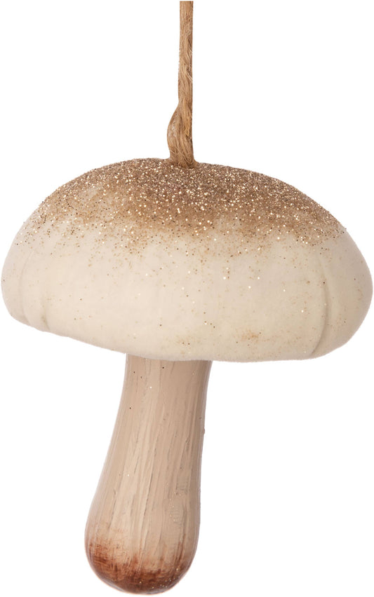 Champagne Glitter Top Mushroom Ornament (Resin)