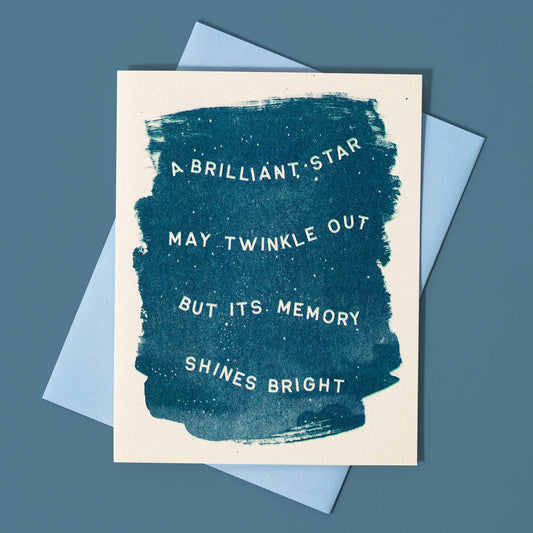 "A Brilliant Star May Twinkle Outa" Risograph Sympathy Card