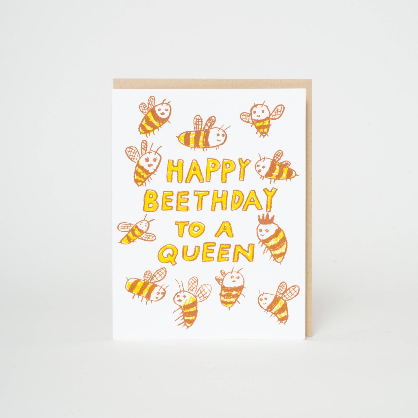 Bee Birthday Queen Letterpress Greeting Card by Egg Press