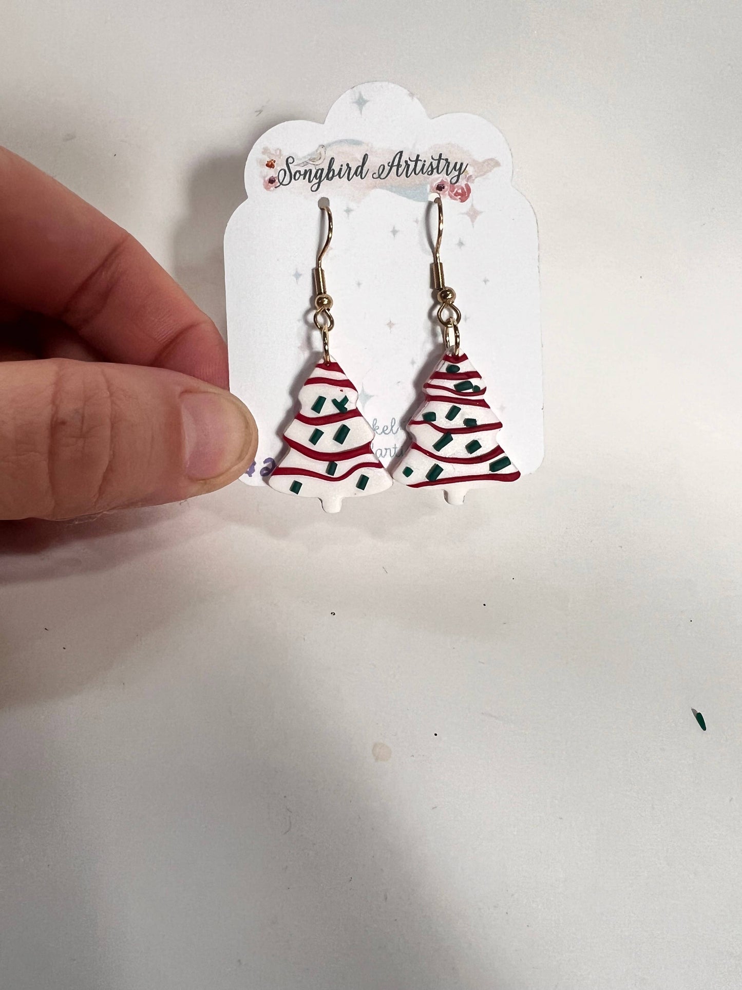 Little Debbie Handmade Clay Tree Earrings 