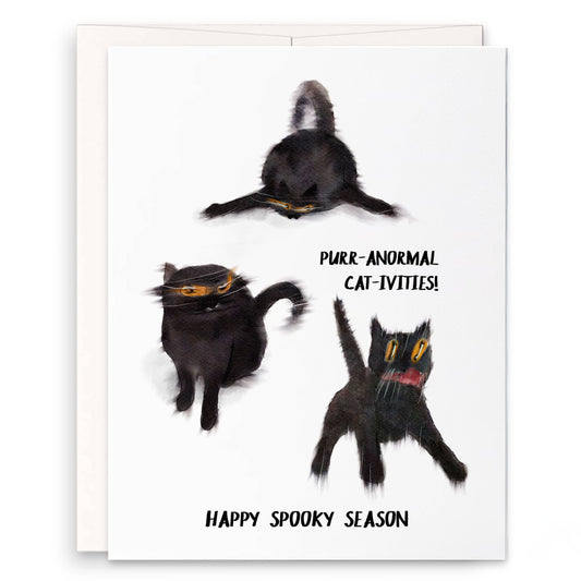 Spooky Black Cats purr-anormal cat-ivities - Funny Halloween Card