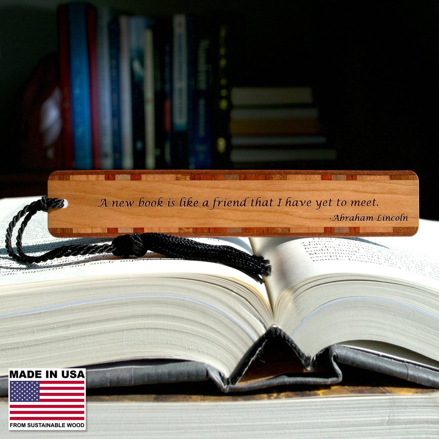 Abraham Lincoln Quote Handmade Engraved Wooden Bookmark