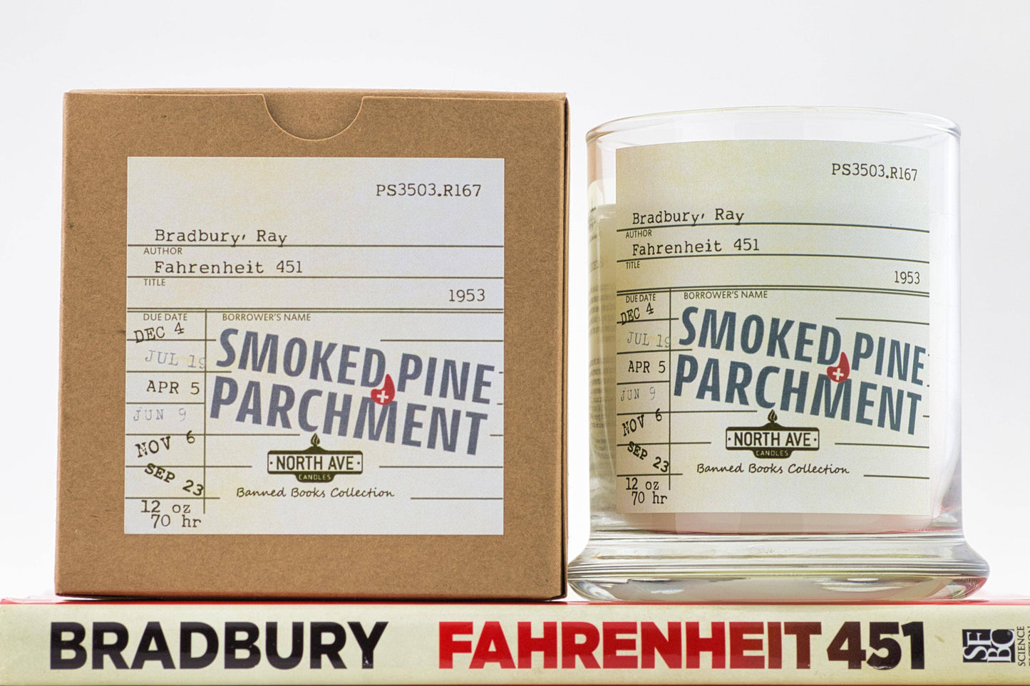 Banned Book Candle / Fahrenheit 451 / bookstore gift /