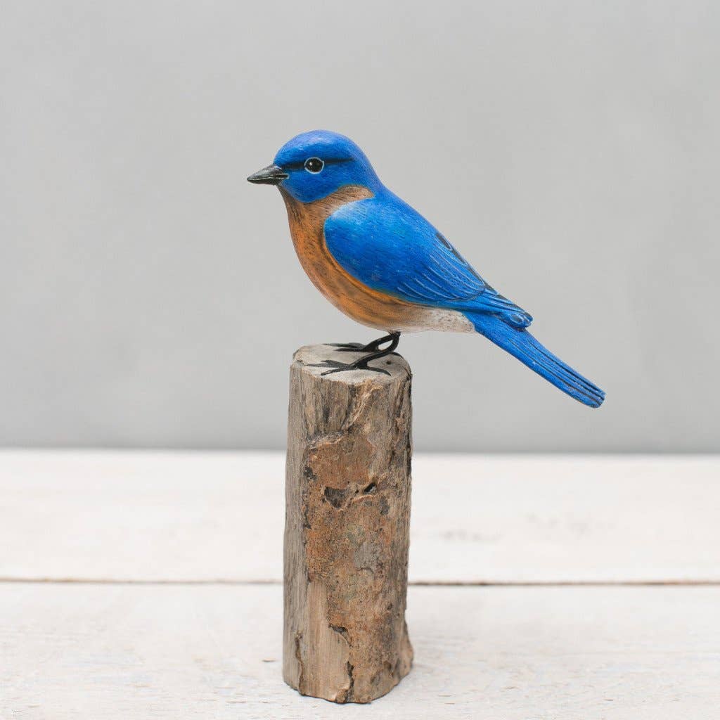 Blue Bird - 8"H - Hand Carved Wooden Figurine