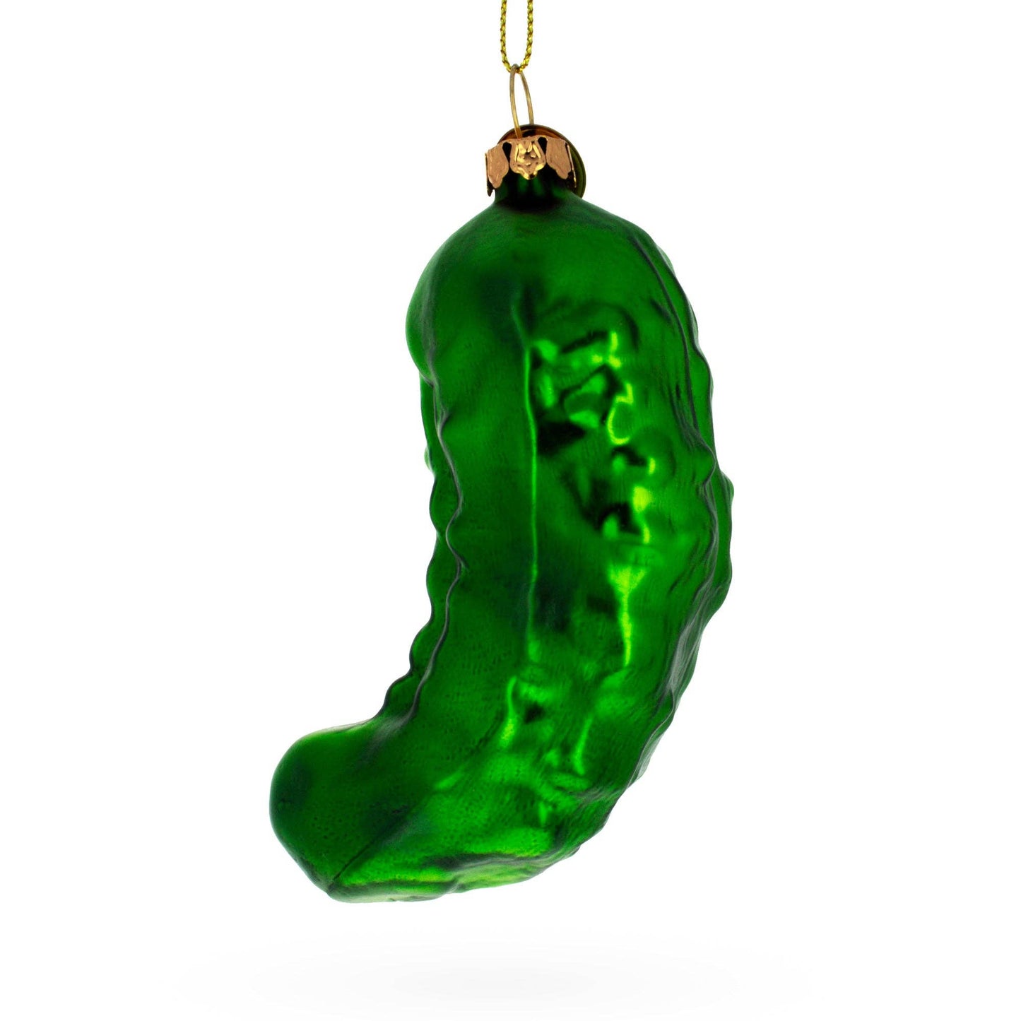 Shimmering Metallic Pickle Blown Glass Ornament