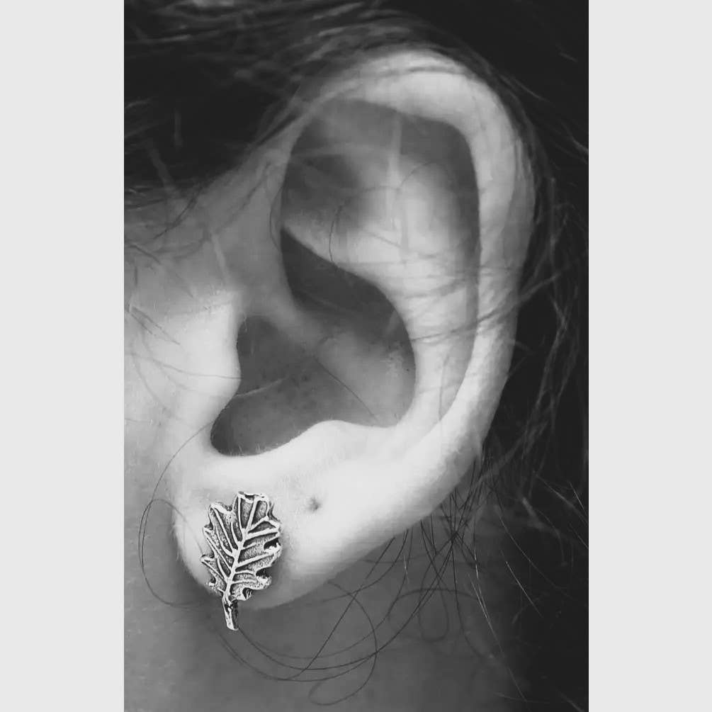 Oak Leaf Stud Earrings - gold Natural History