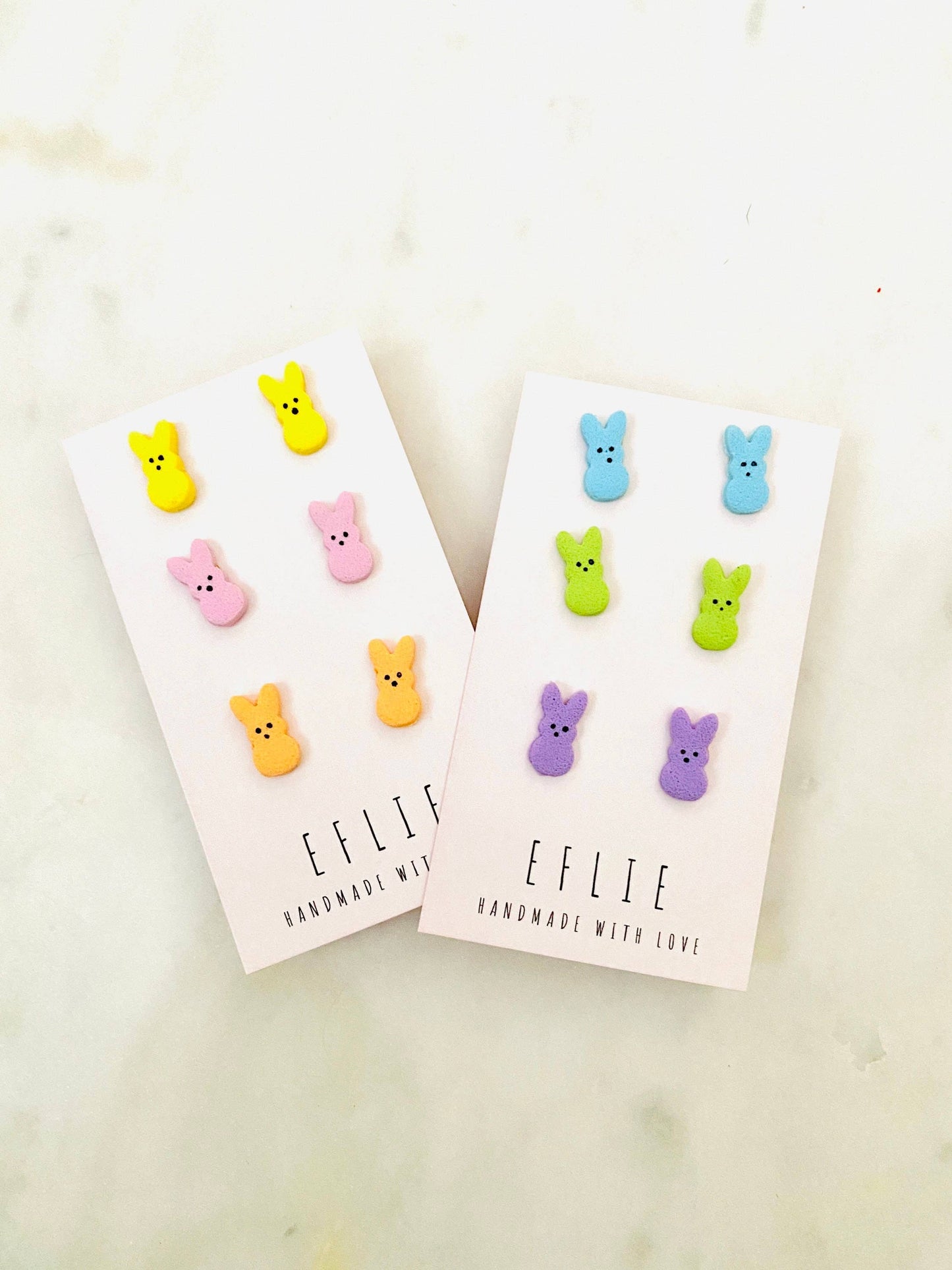 Easter Bunny Marshmallow Peeps Candy Stud Earrings