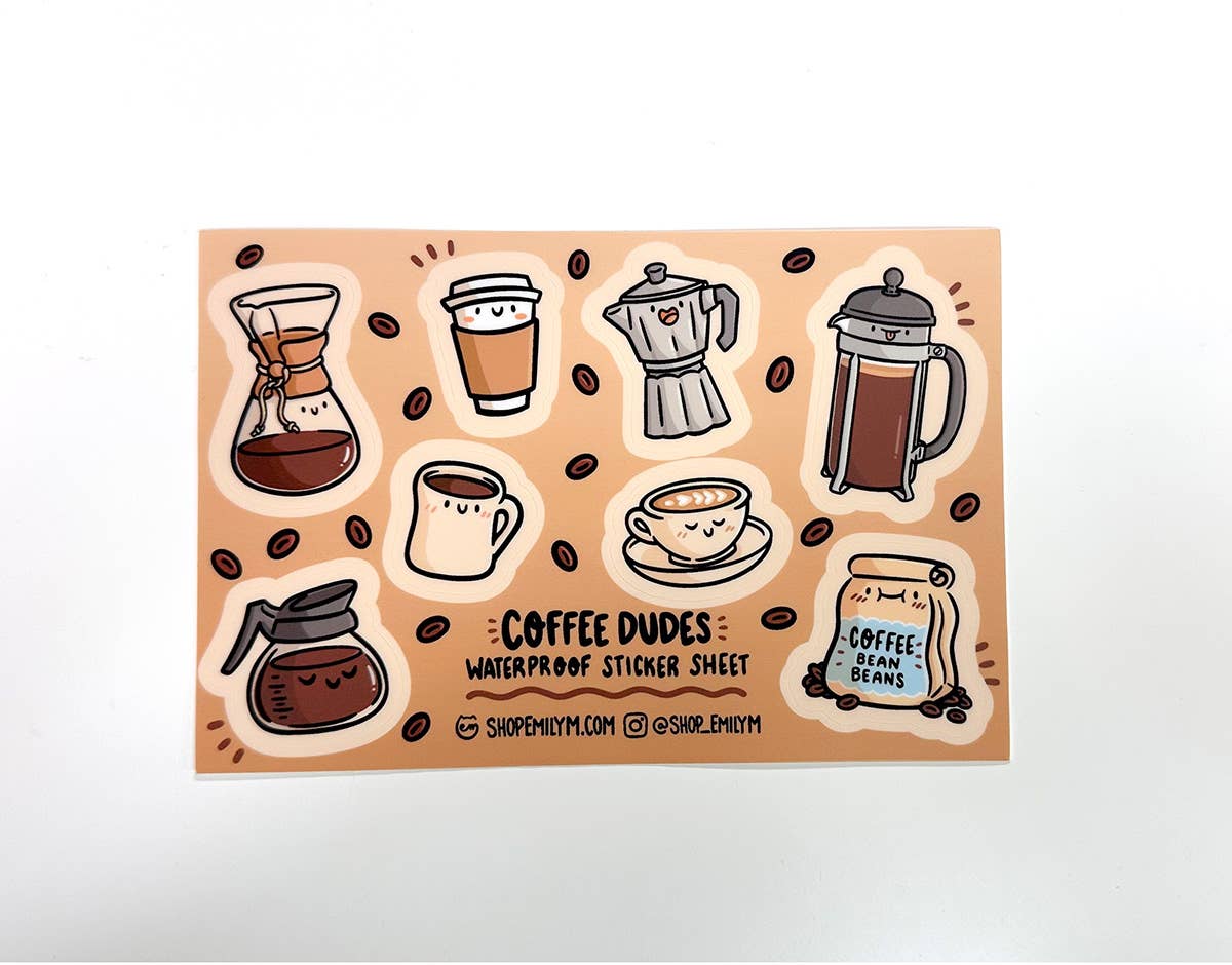 Coffee Dudes Waterproof Sticker Sheet