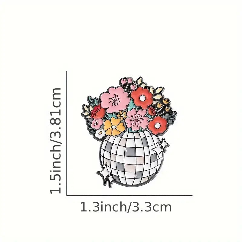 Disco Ball Flower Enamel Pin