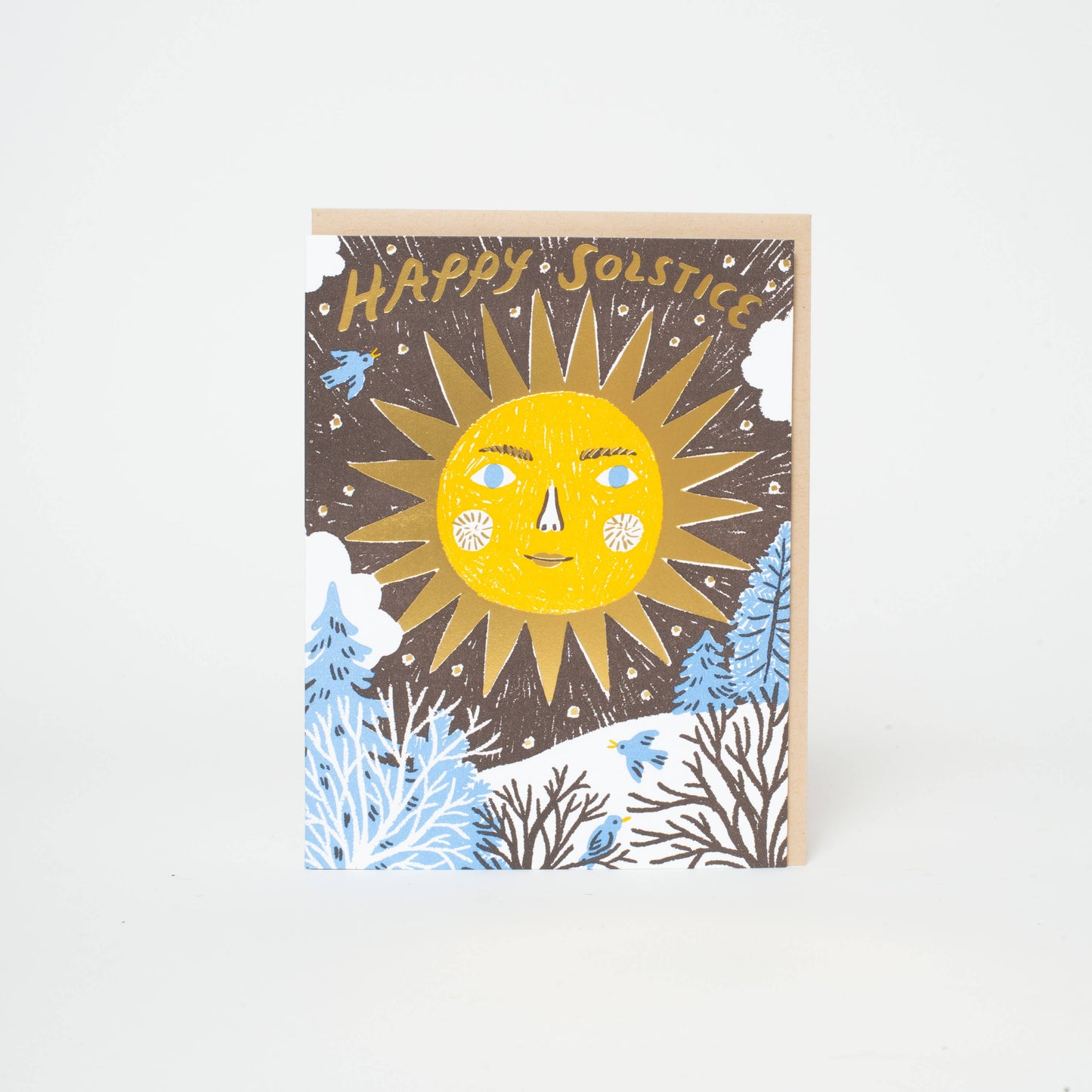 Solstice Sun Letterpress Holiday Card by Phoebe Wahl