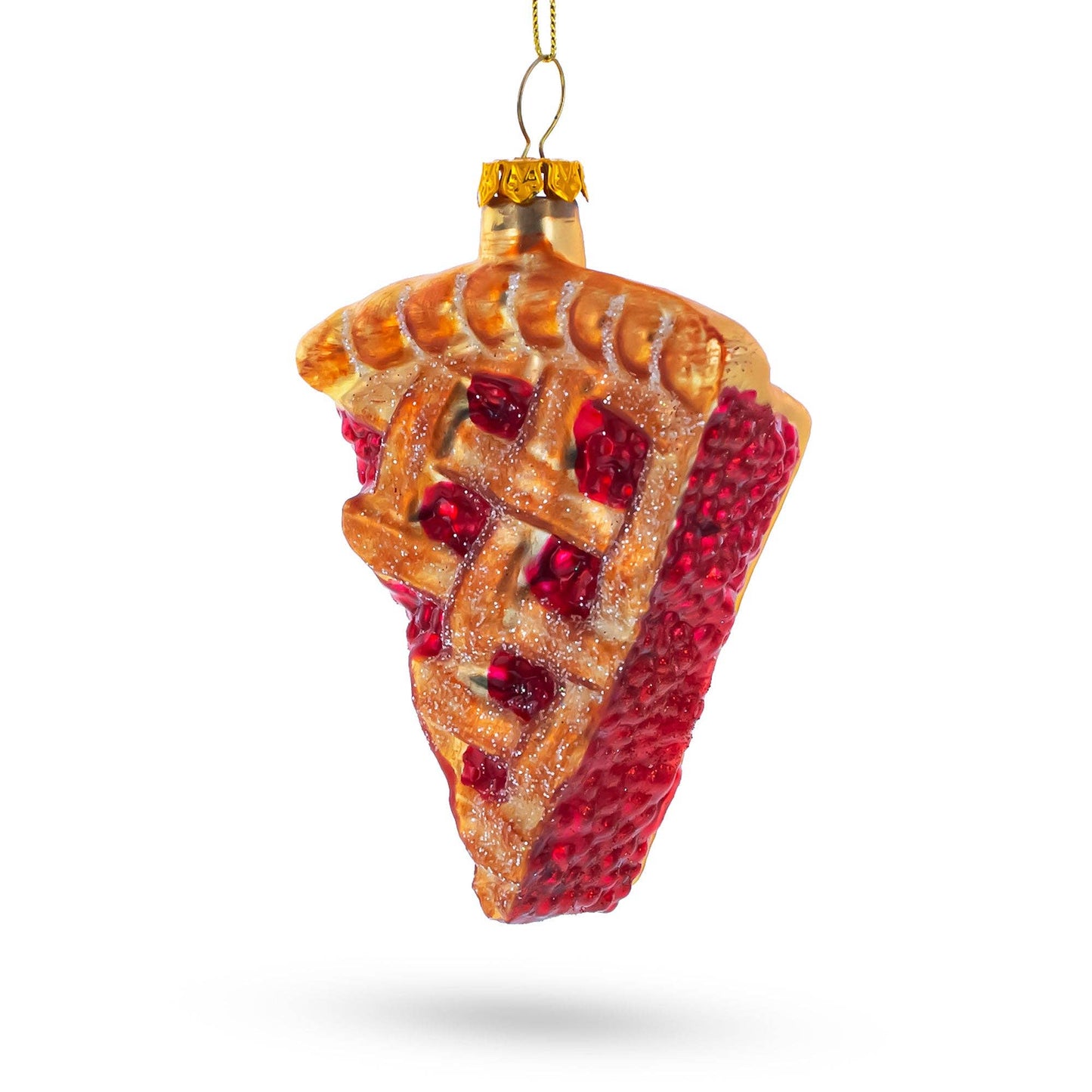 Delectable Cherry Pie Slice Glass Ornament