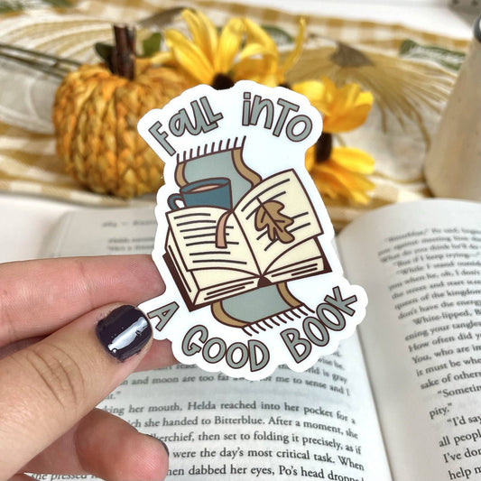 "Fall Into a Good Book" Sticker