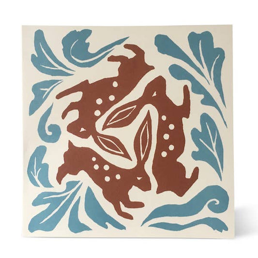 Smaller Square Card Three Hares