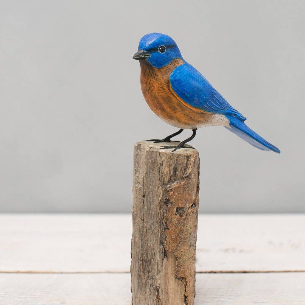 Blue Bird - 8"H - Hand Carved Wooden Figurine