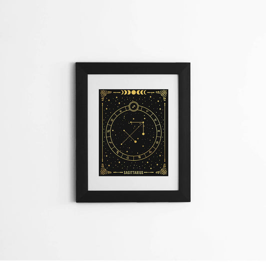 Sagittarius Zodiac Gold Foil Print