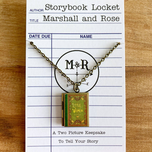 Book Locket Little Women - Green Filagree