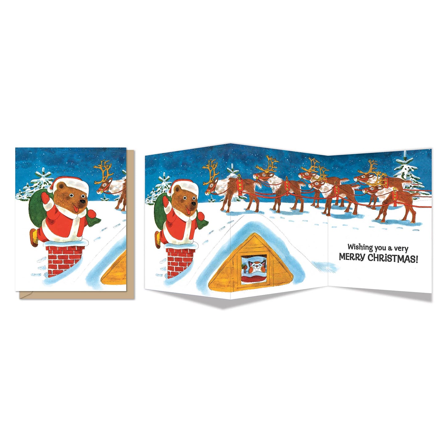 Tri-Fold Holiday Greeting Card | Santa Claws