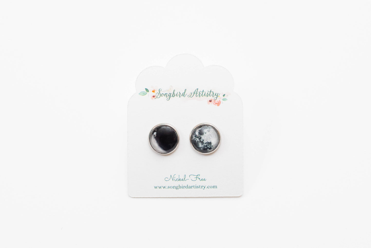 Black and White Moon Phase Earrings