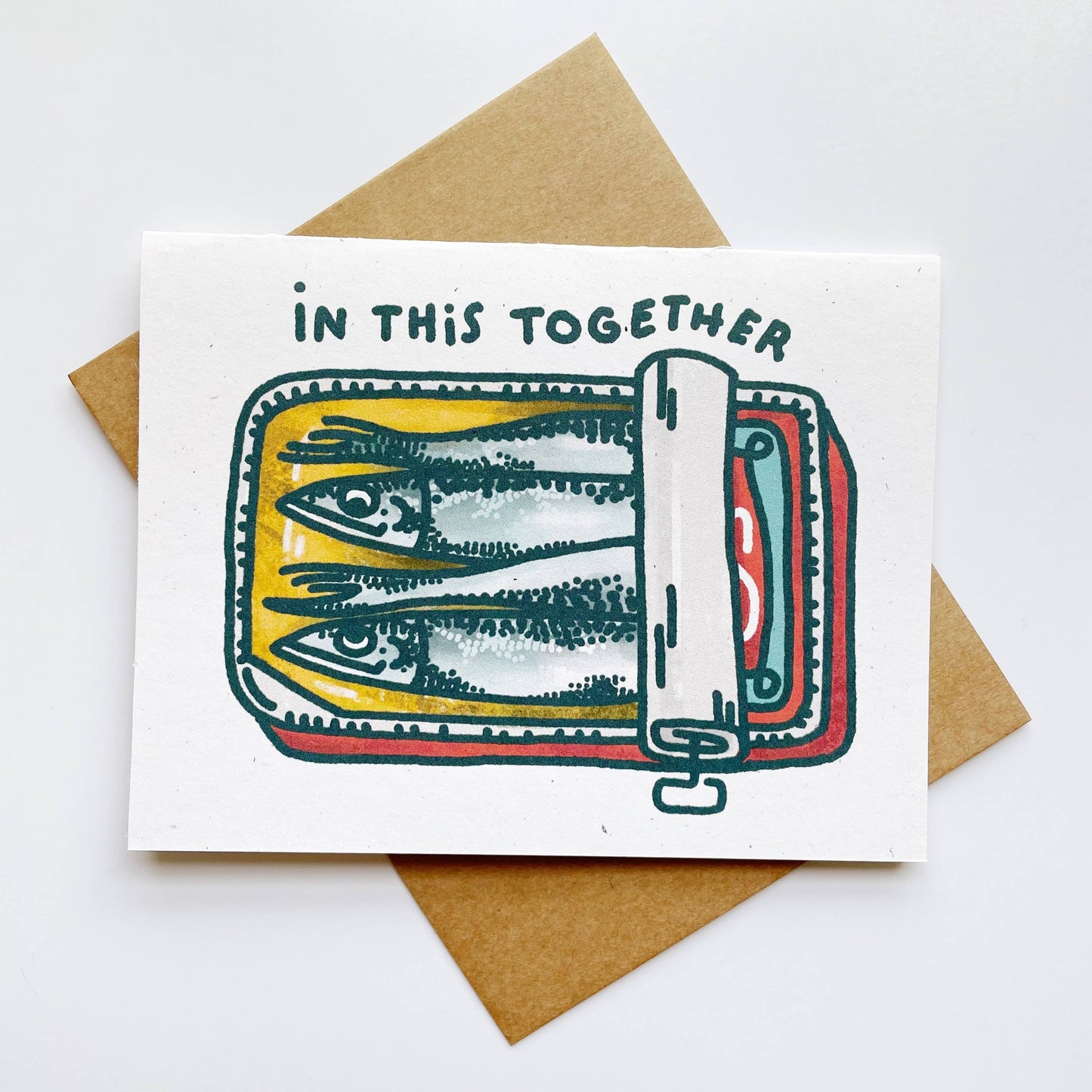 "In This Together" Tinned Fish Sardine Greeting Card (Kendra Miller)