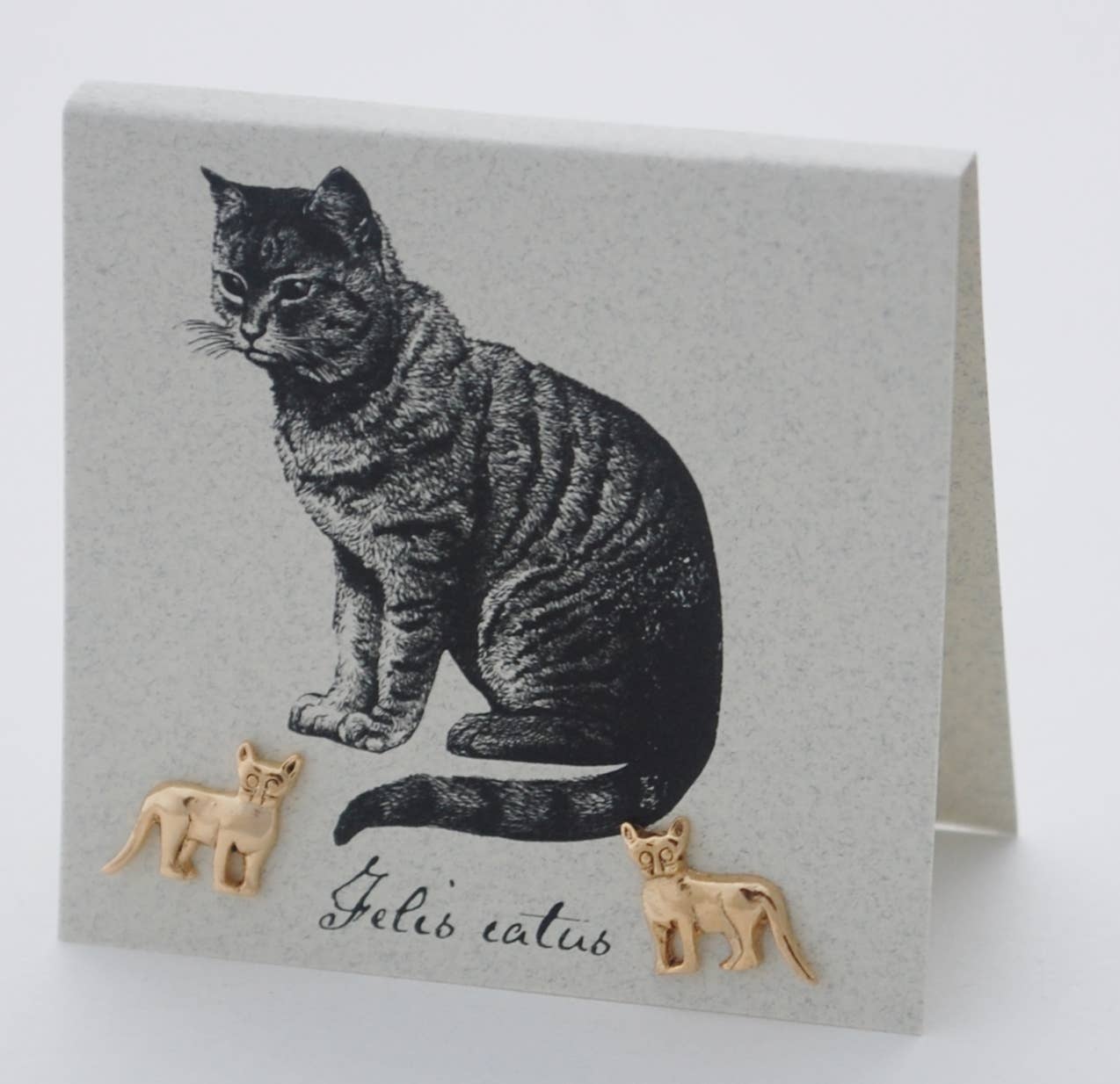 Cat Earrings - gold Natural History