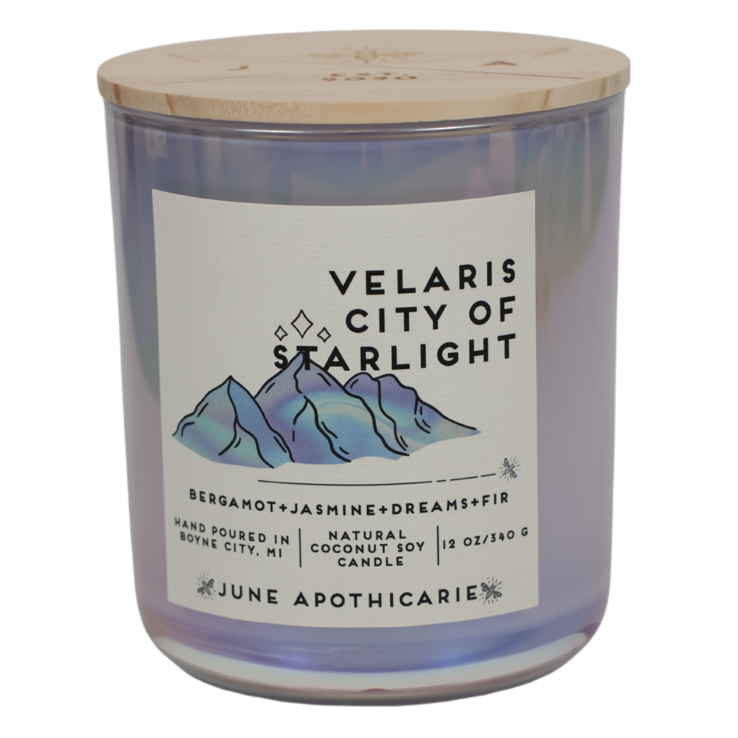 Velaris - City of Starlight 12 oz Glass Wooden Wick Candle