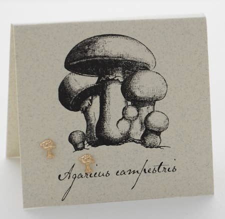 Mushroom Stud Earrings gold Natural History