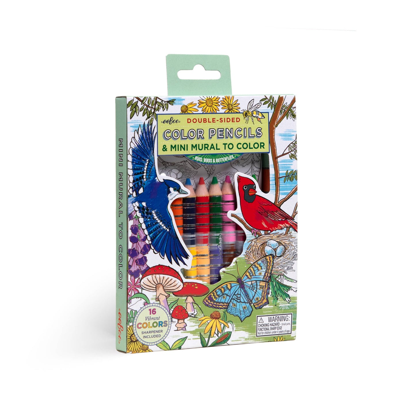 Bird & Butterfly 8 Biggie Pencils with Mini Mural Bundle