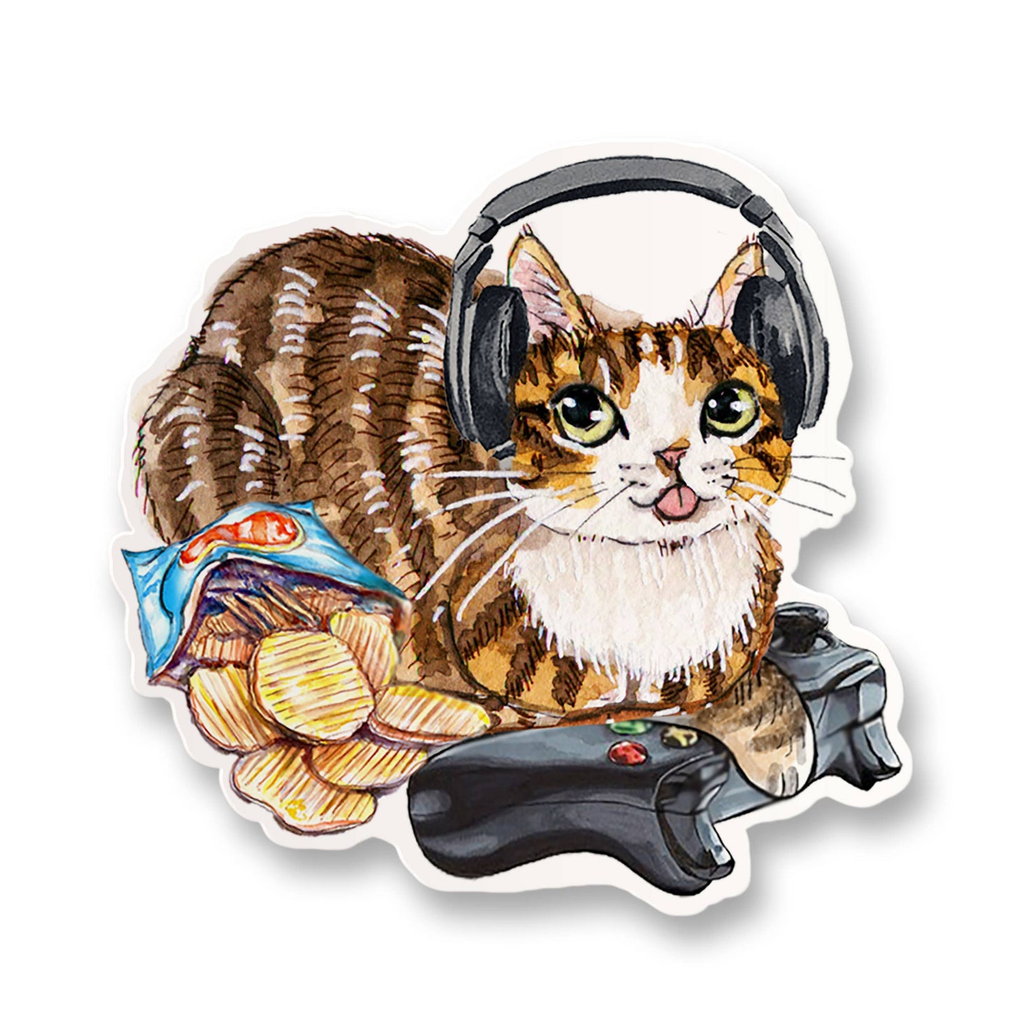 Video Gaming Cat - Nerdy Vinyl Sticker