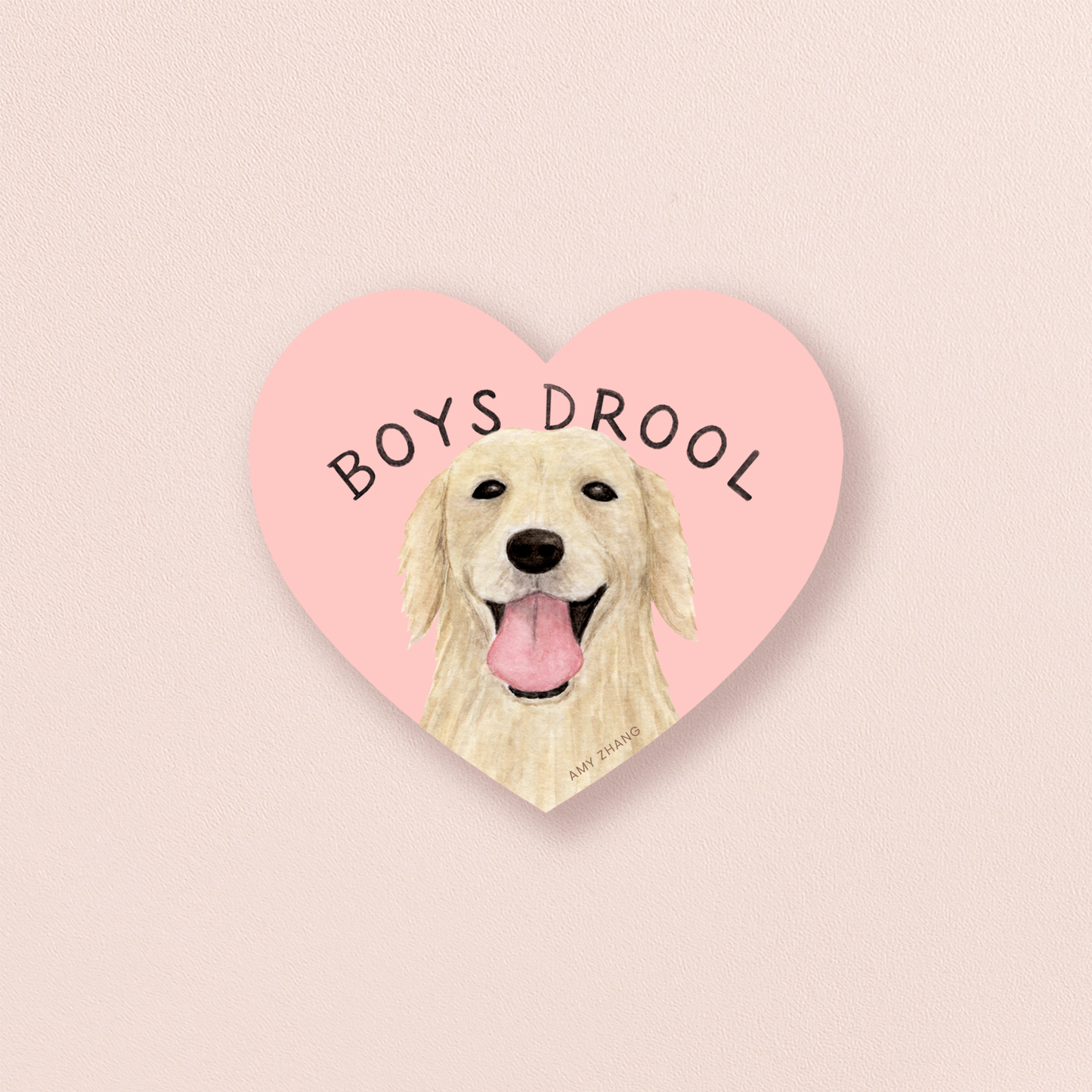 Boys Drool Golden Retriever — Funny Dog Lovers Heart Sticker