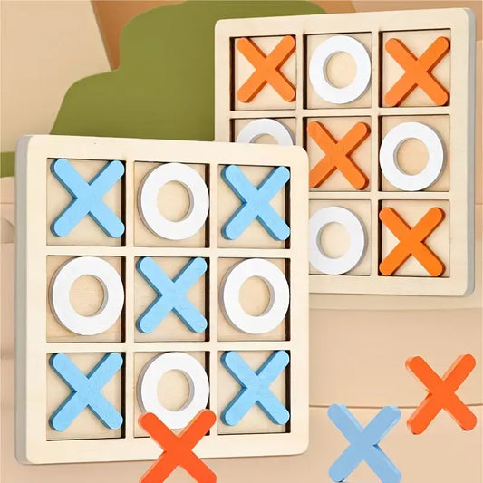 Wooden Tic-Tac-Toe Game - 10-Pcs Set | Kids' Educational Toy