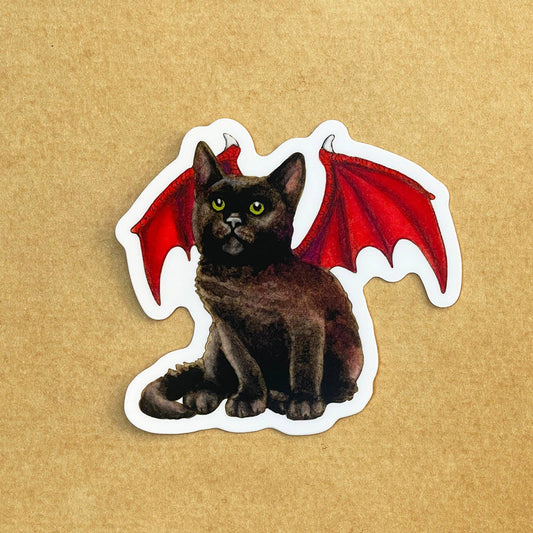 Dragon Kitten Red Wings Vinyl STICKER 