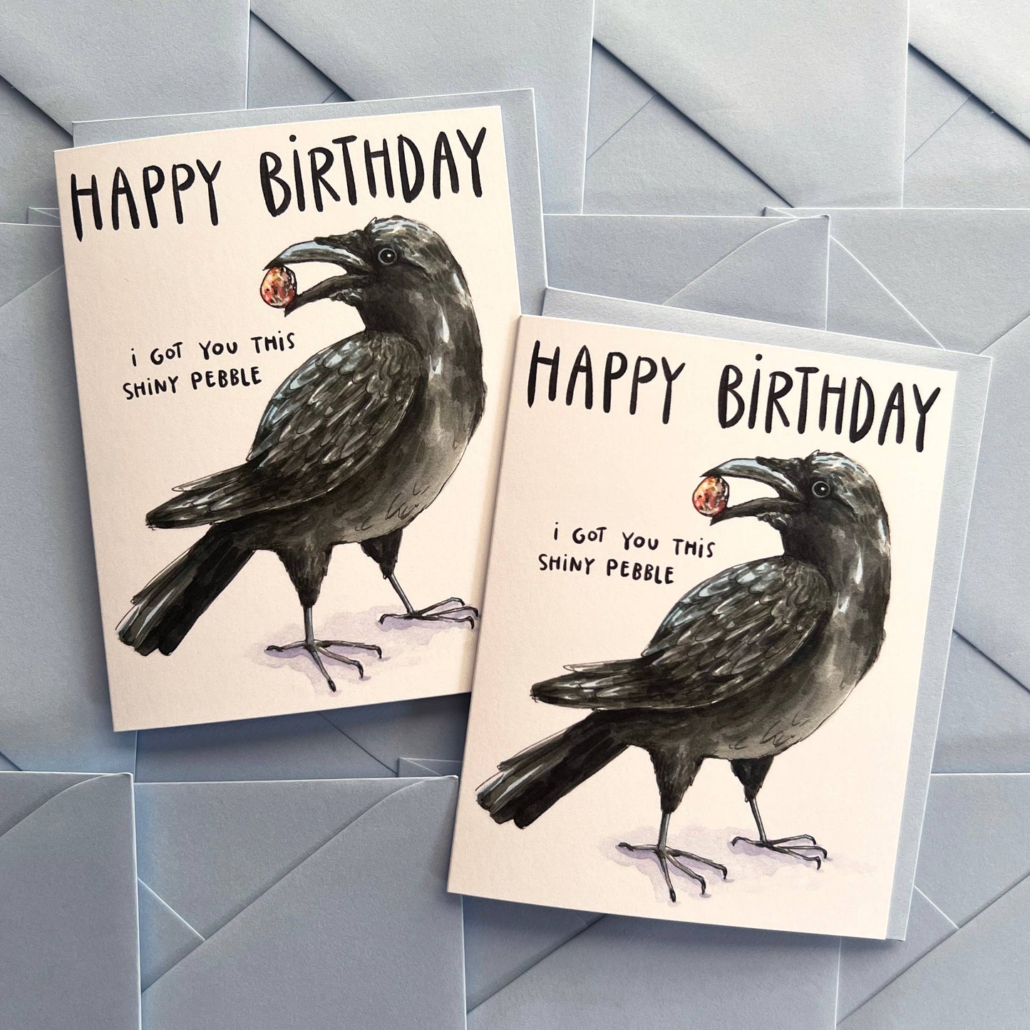Crow I Got You This Shiny Pebble Happy Birthday Card