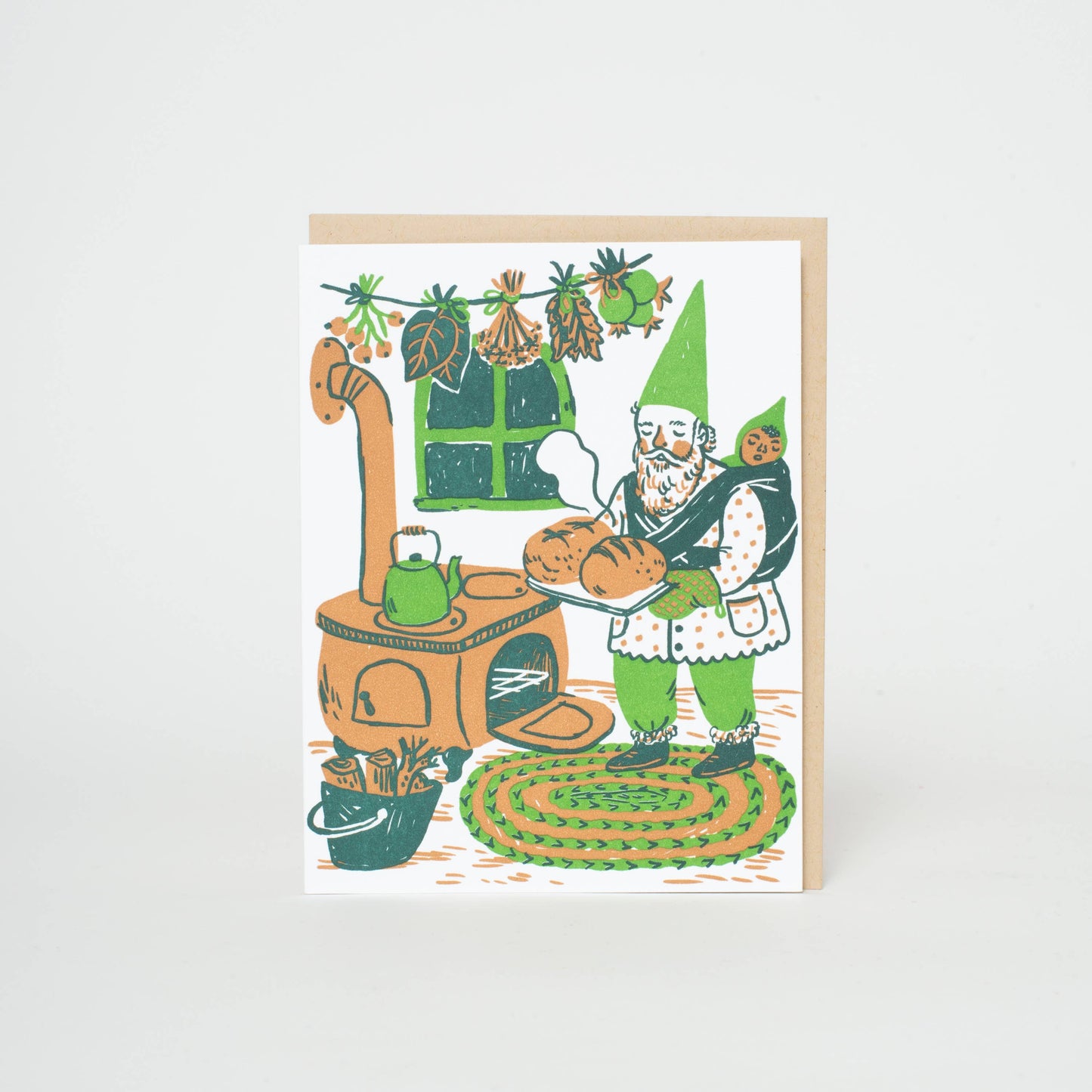 Baking Gnome Letterpress Greeting Card by Phoebe Wahl