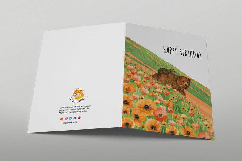 Poppies Field Bears - Funny Birthday Card