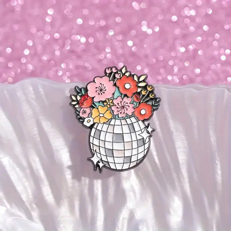 Disco Ball Flower Enamel Pin