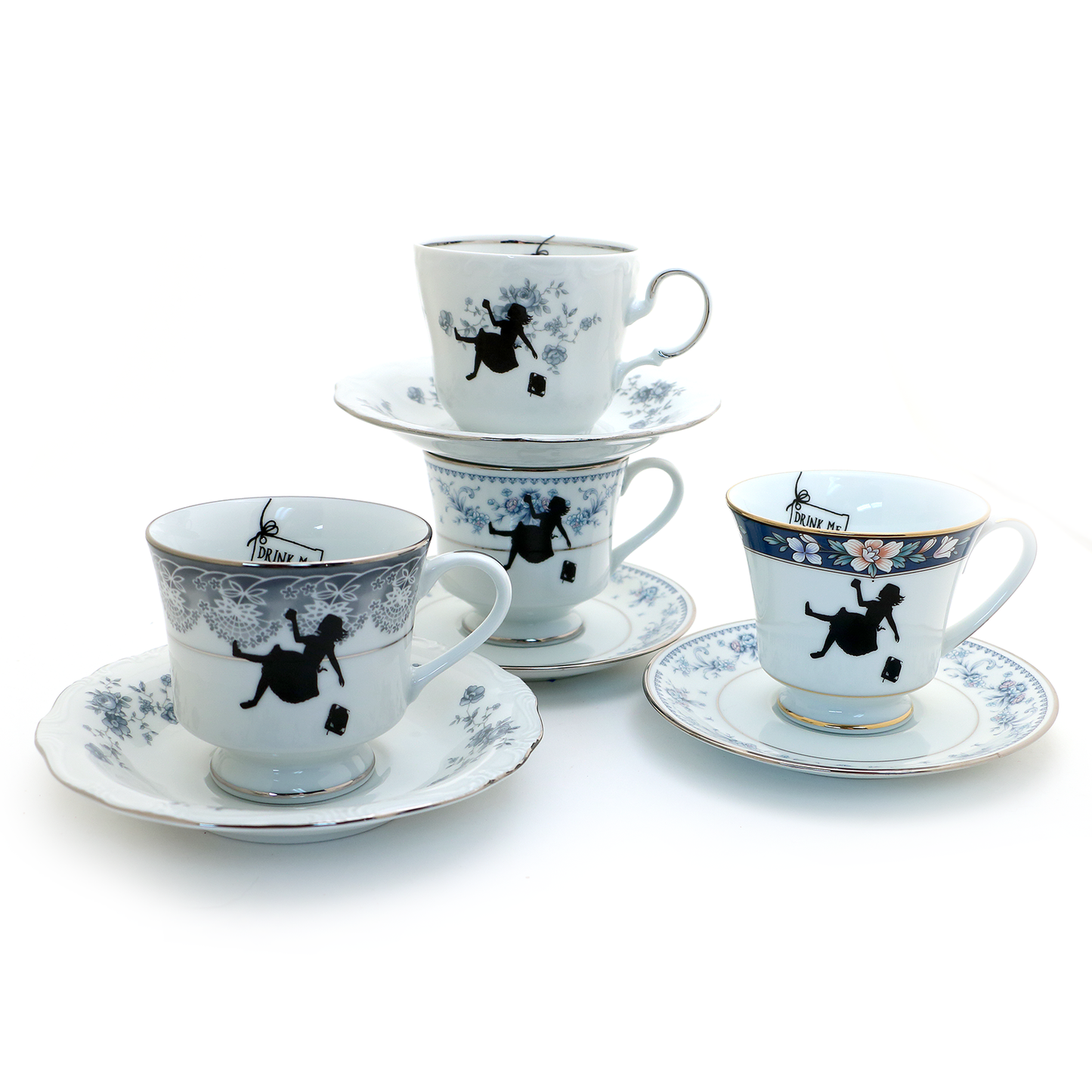 "Alice in Wonderland" Vintage Upcycled Teacup and Saucer