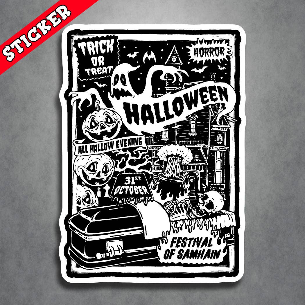 Halloween Trick or Treat Poster Sticker Samhain Festival