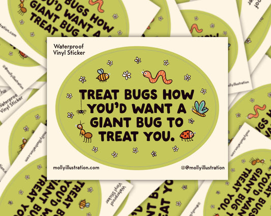 Treat Bugs... Cartoon Waterproof Vinyl Sticker