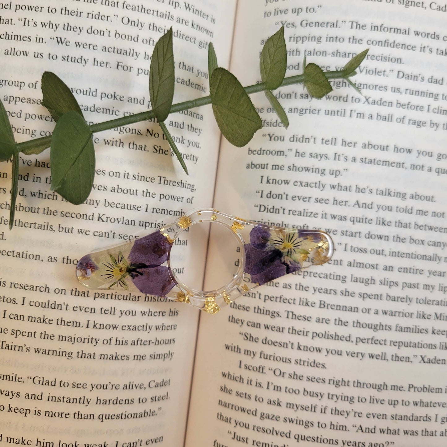 Floral Book Page Holder (Gold and Purple)